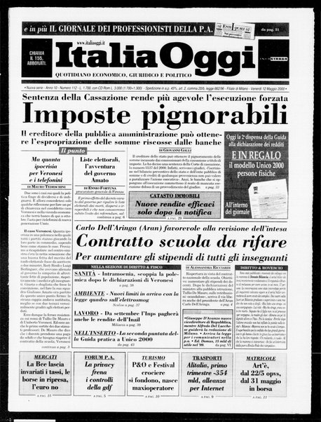 Italia oggi : quotidiano di economia finanza e politica